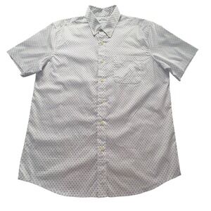 Saddlebred Comfort Flex Button Down Shirt Large White/Blue Floral Casual Stretch